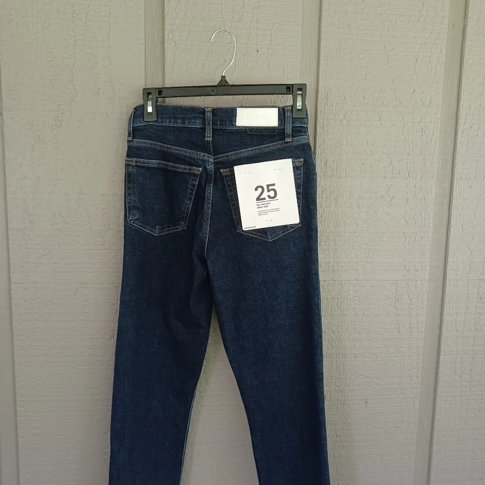 RE/DONE 90's High Rise Ankle Crop Jean Size 25 Women Button Fly In Dark Rinse